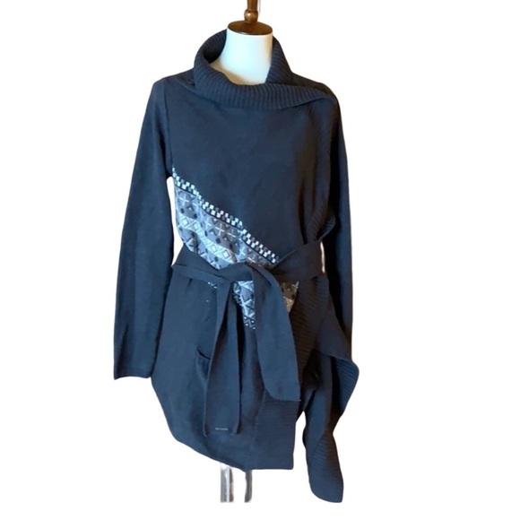 Hang Ten gray cardigan sweater with belt Size Medium - Picture 1 of 12